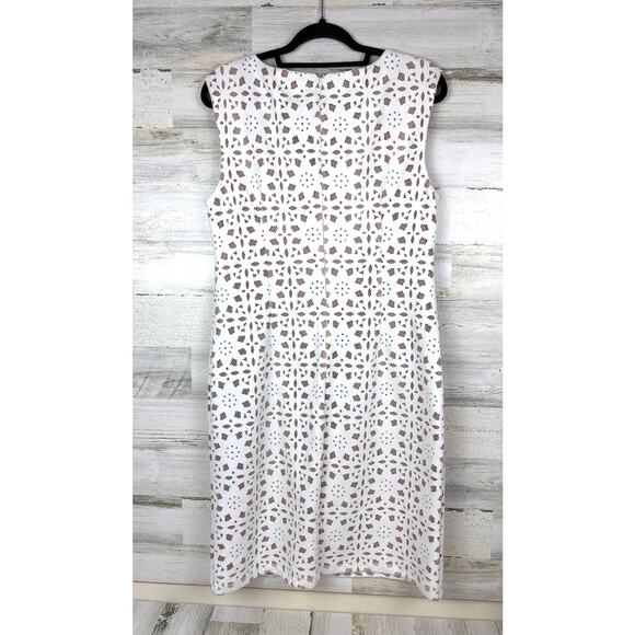 JM Studio by John Meyer Womens 12 White Floral Sleeveless Lined Mini Dress - Picture 2 of 6